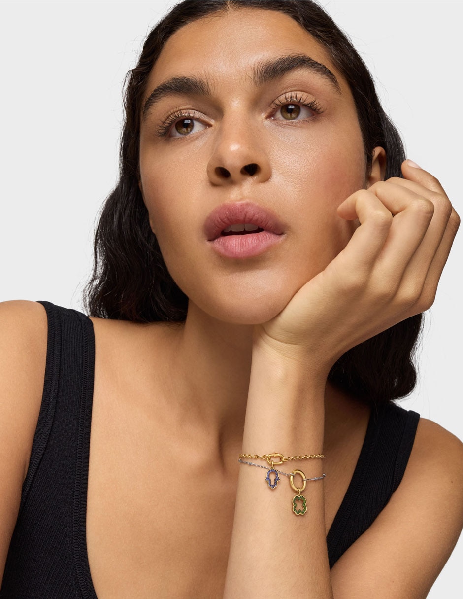 Dije de mano de fátima medallions de oro amarillo 14 K iolita 5