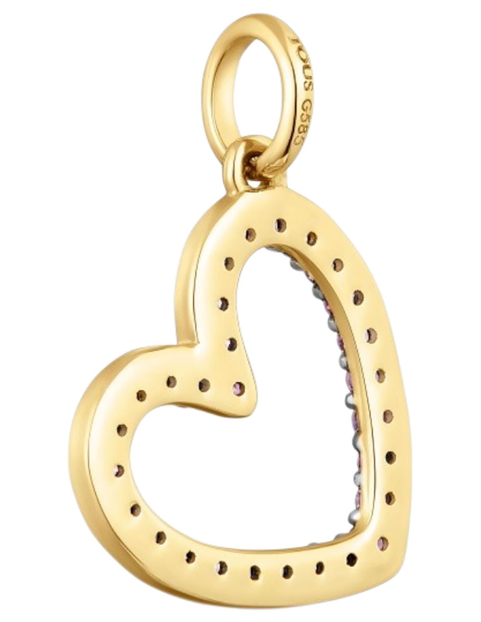 Dije de corazón medallions de oro amarillo 14 K rodolita 3