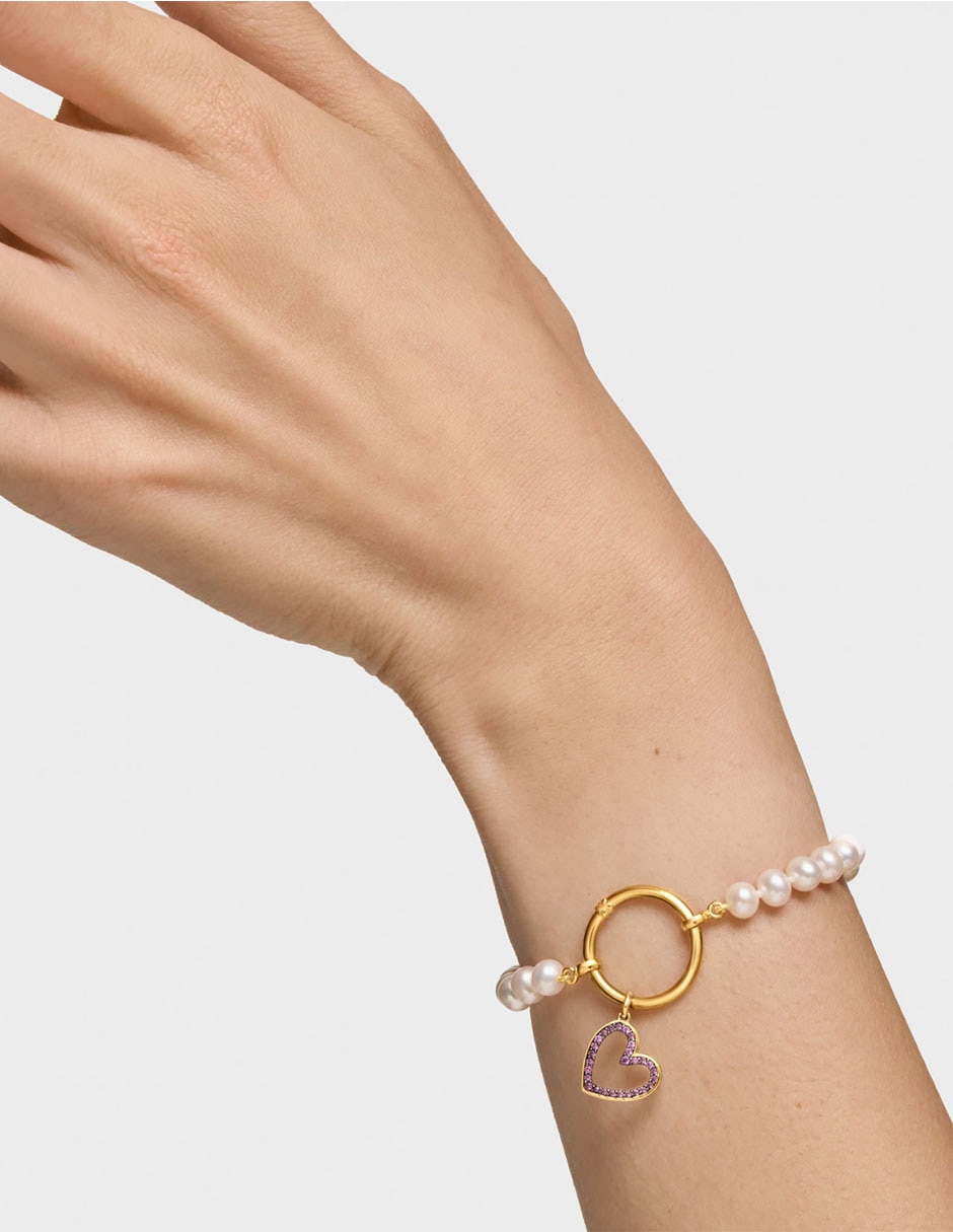 Dije de corazón medallions de oro amarillo 14 K rodolita 4