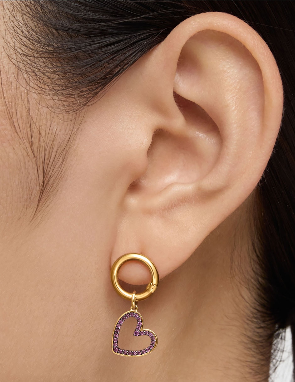 Dije de corazón medallions de oro amarillo 14 K rodolita 6