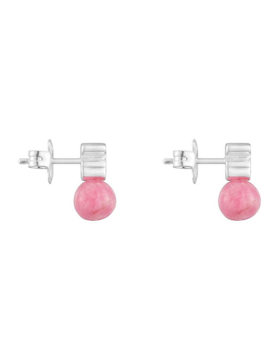 Aretes cortos de oso Icon Mesh de plata P 925 con acabado brillante rodonita 2