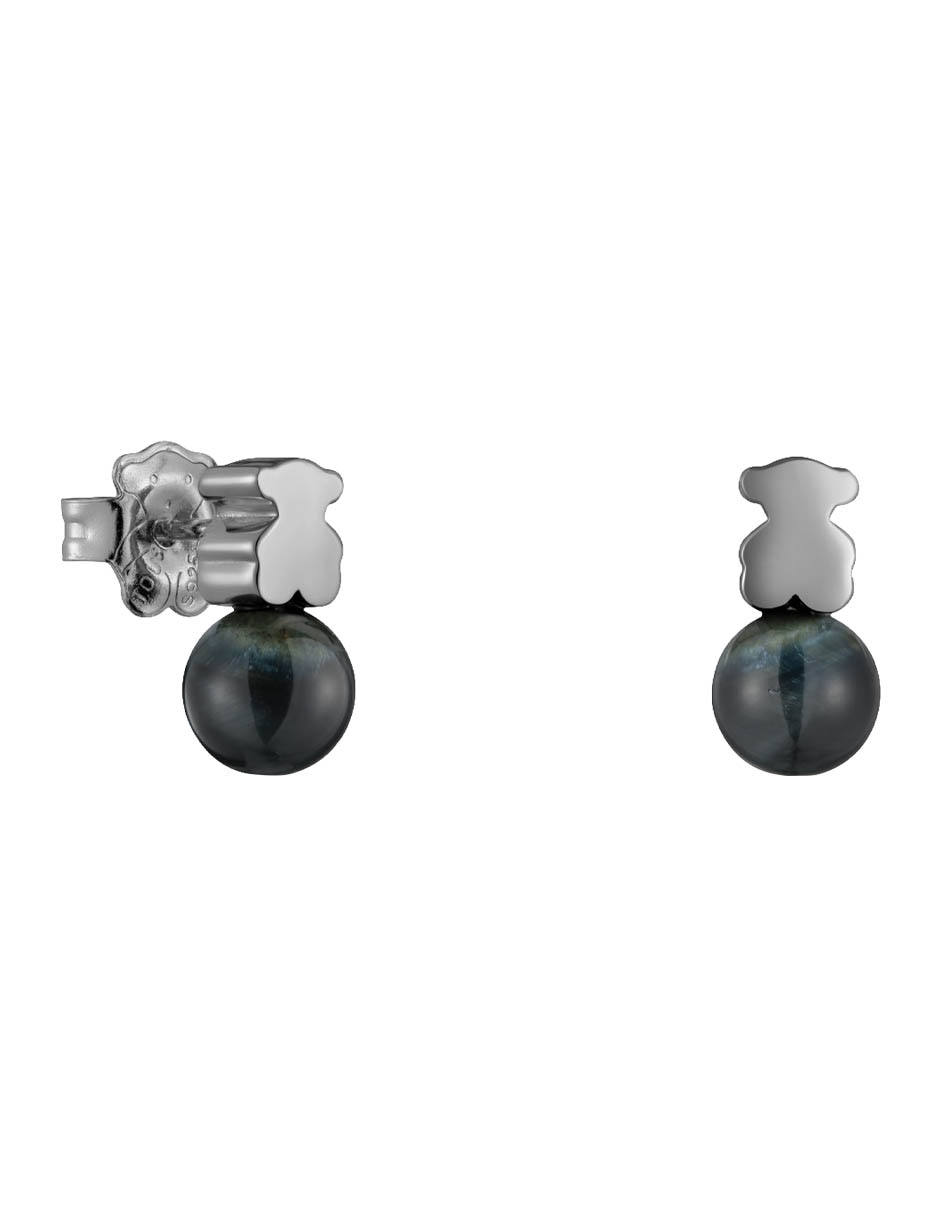 Aretes cortos de oso Icon Mesh de plata P 925 con acabado brillante Ojo de Halcón