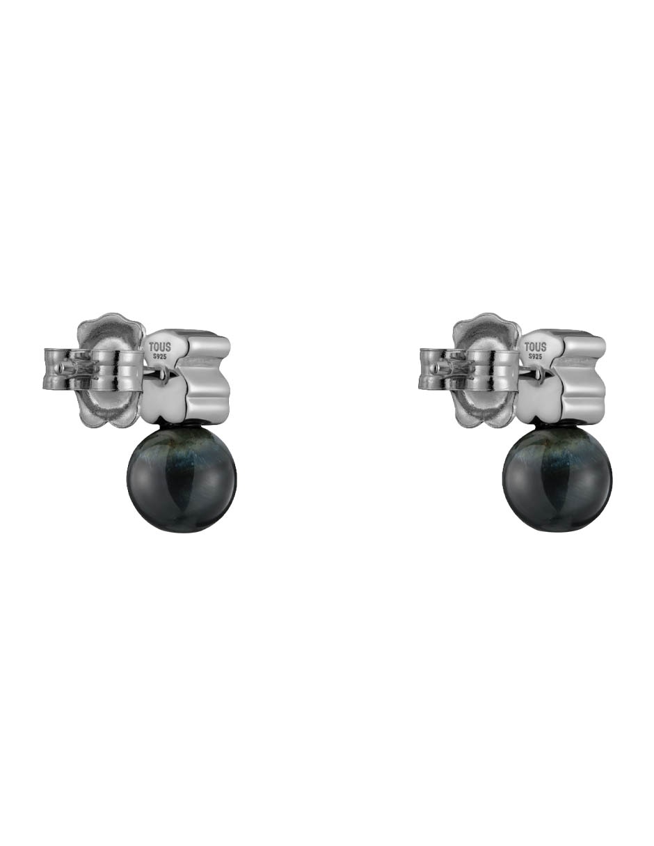 Aretes cortos de oso Icon Mesh de plata P 925 con acabado brillante Ojo de Halcón 7