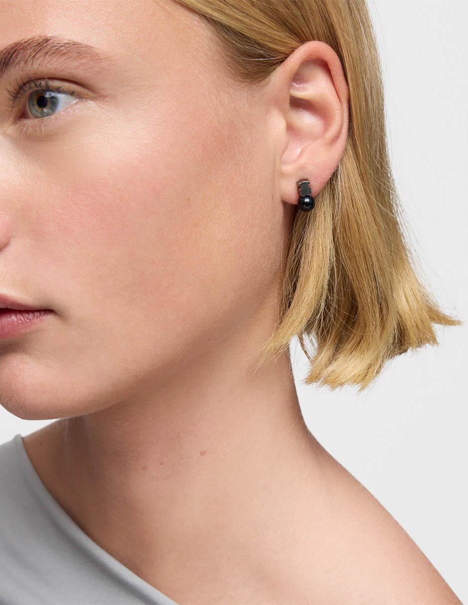 Aretes cortos de oso Icon Mesh de plata P 925 con acabado brillante Ojo de Halcón 8