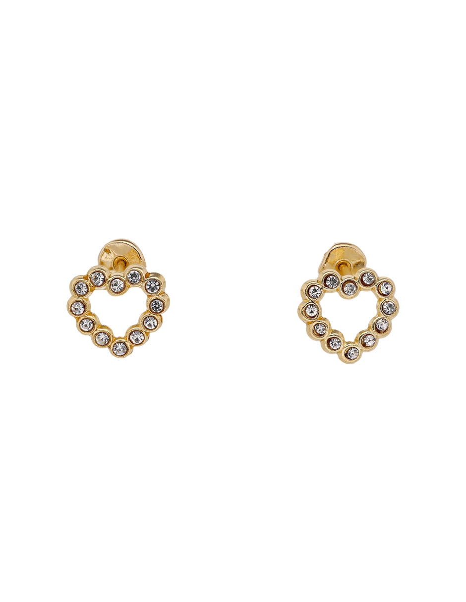 Broqueles de corazón de oro 14 K con acabado pavé zirconia