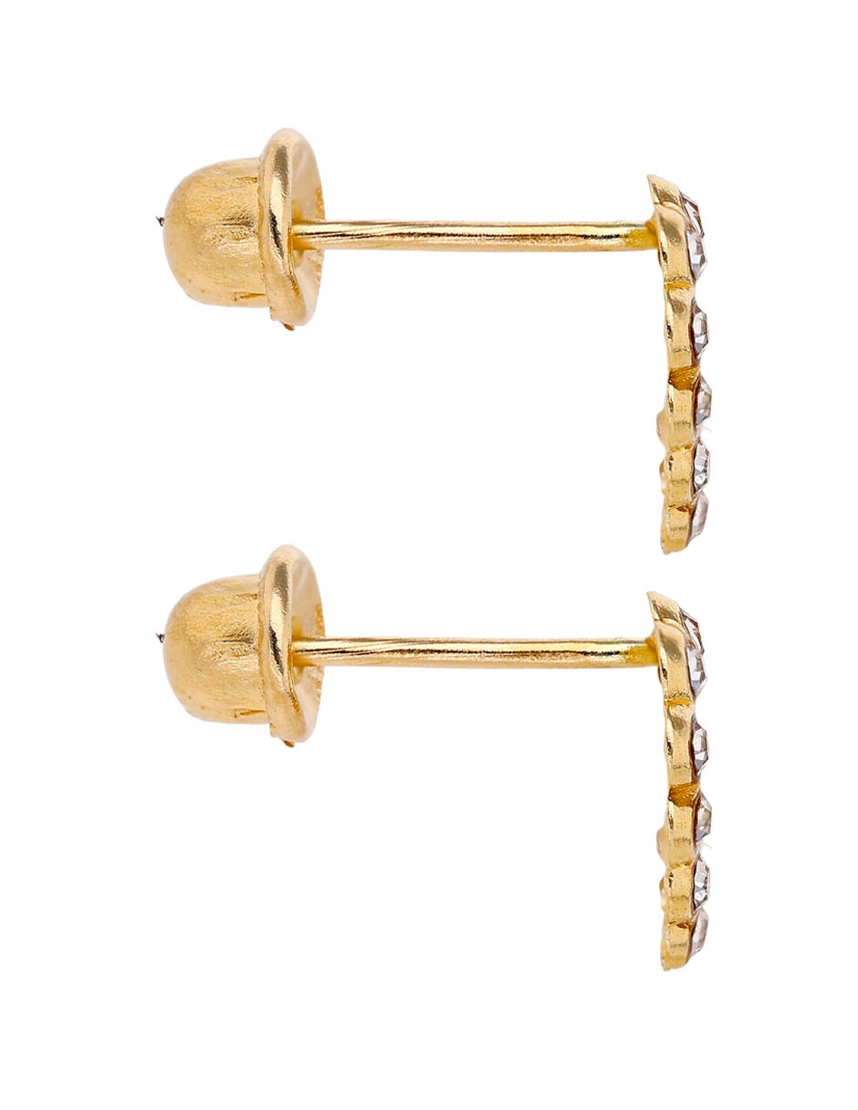 Broqueles de corazón de oro 14 K con acabado pavé zirconia 3