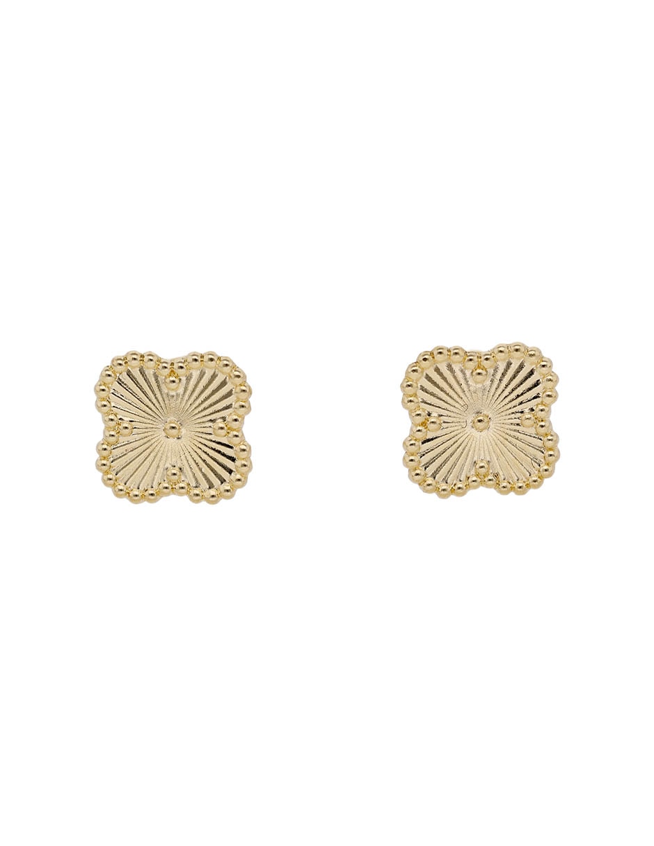 Broqueles de flor de oro 14 K con acabado brillante