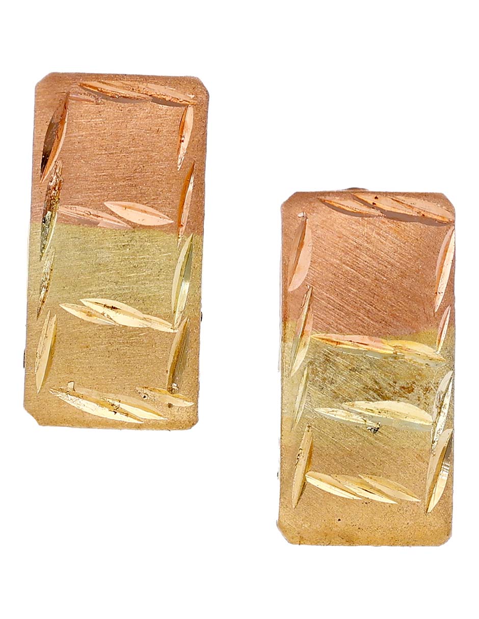 Broqueles rectangulares de oro florentino