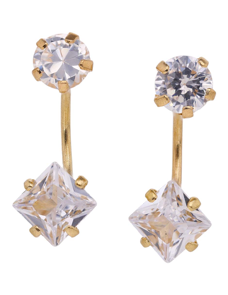 Broqueles de oro 14 k con acabado liso zirconia