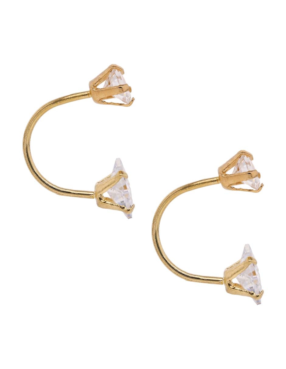 Broqueles de oro 14 k con acabado liso zirconia 3
