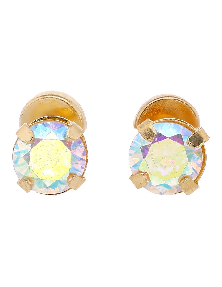 Broqueles de canasta de oro 14 K con acabado brillante zirconia