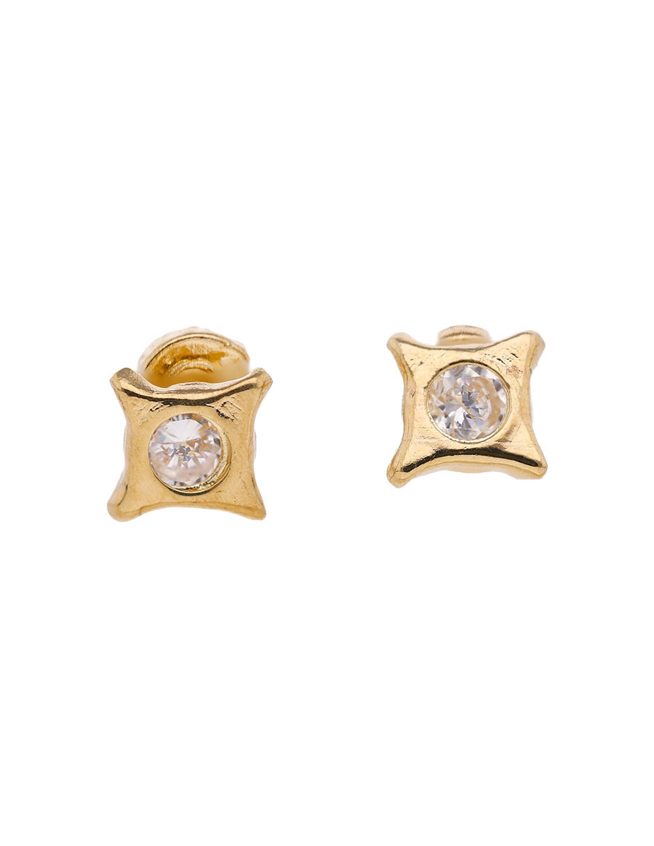 Broqueles de estrella de oro 14 K con acabado pavé circonia