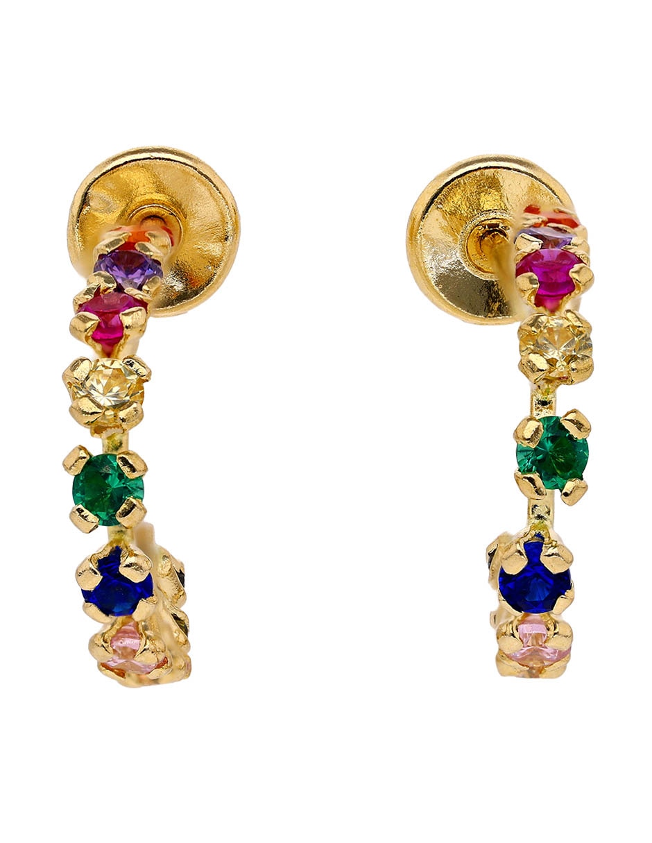 Broqueles de oro 14 K con acabado pavé zirconia