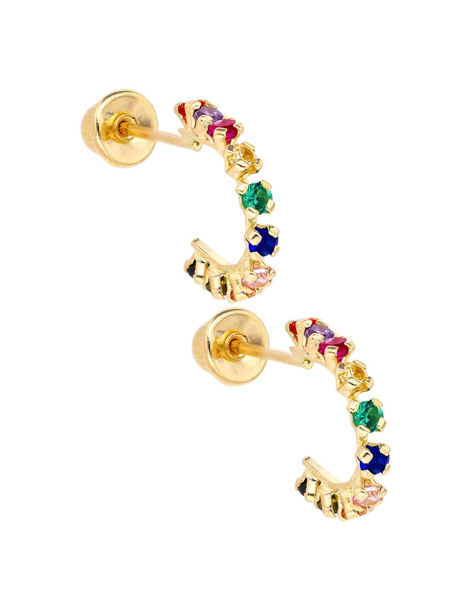 Broqueles de oro 14 K con acabado pavé zirconia 2