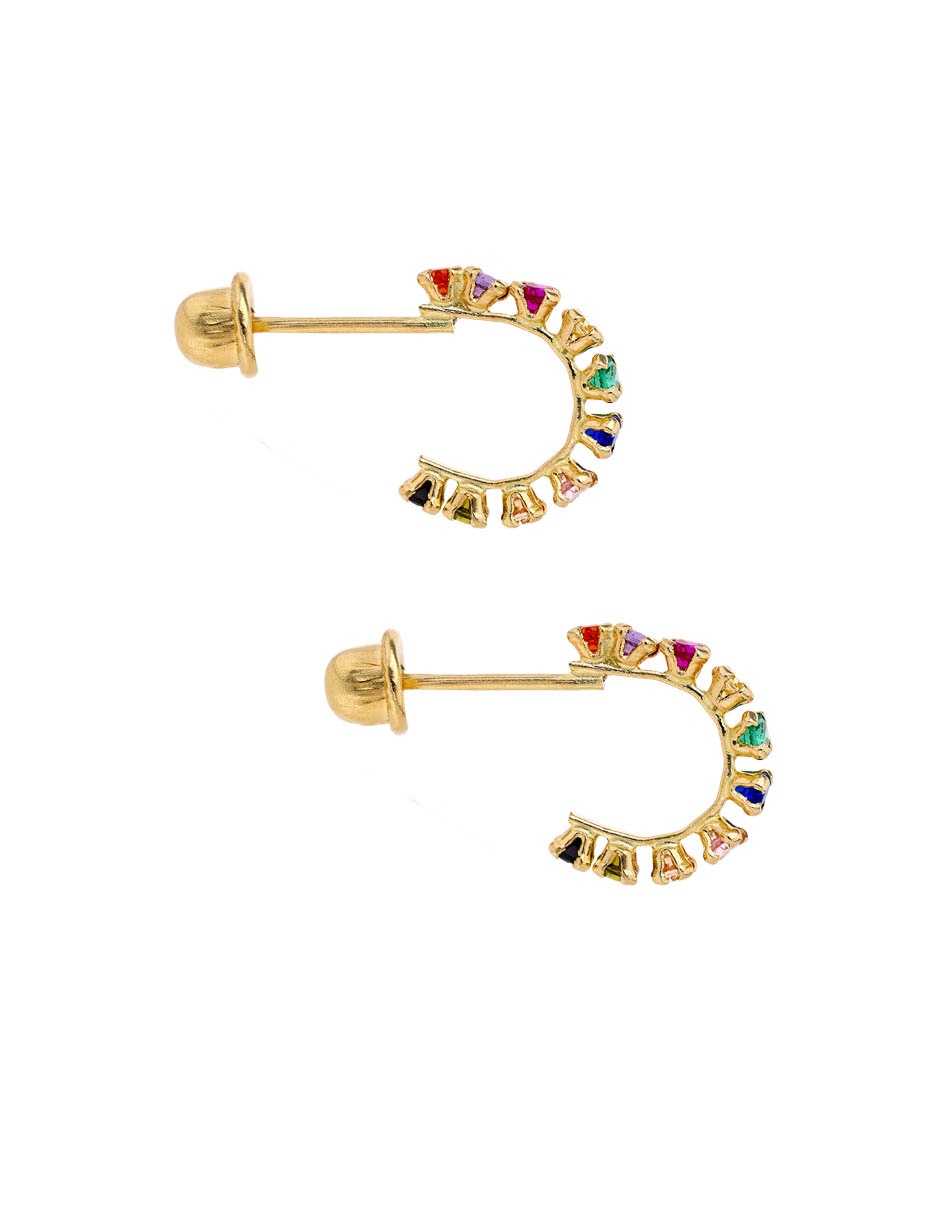 Broqueles de oro 14 K con acabado pavé zirconia 3