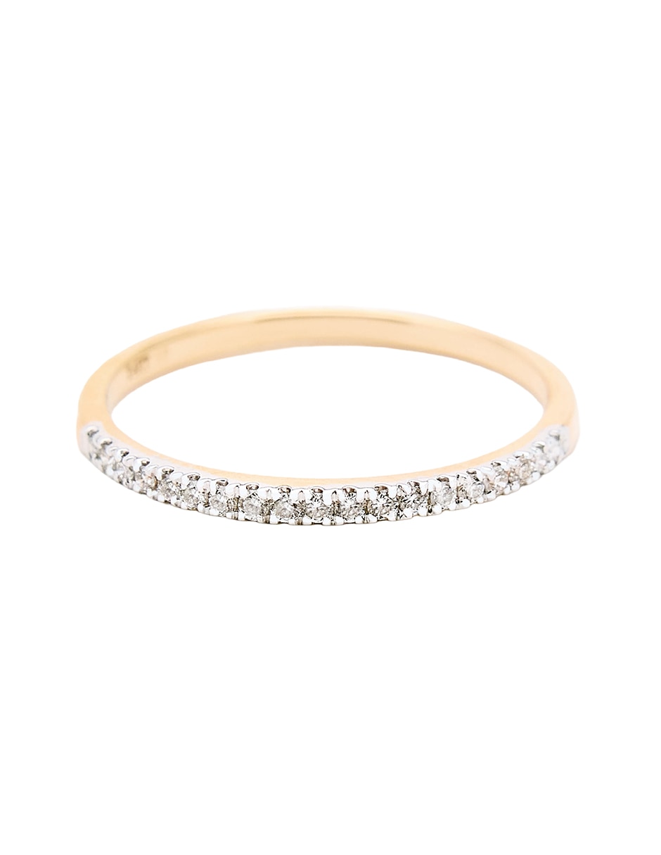 Anillo con gema circular CHURUMBELA 14 k de oro amarillo diamante pulido
