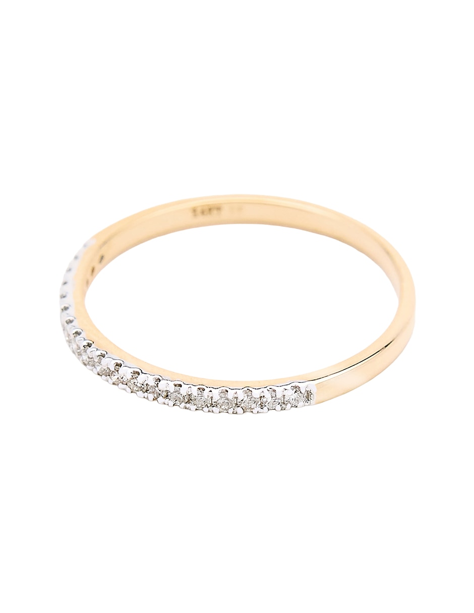 Anillo con gema circular CHURUMBELA 14 k de oro amarillo diamante pulido 2