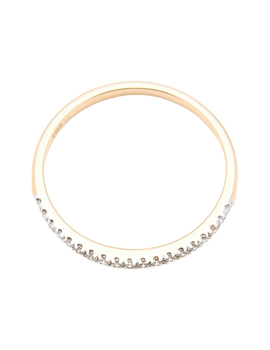 Anillo con gema circular CHURUMBELA 14 k de oro amarillo diamante pulido 3