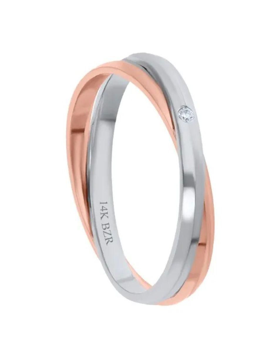 Argolla de oro blanco 14 k 3