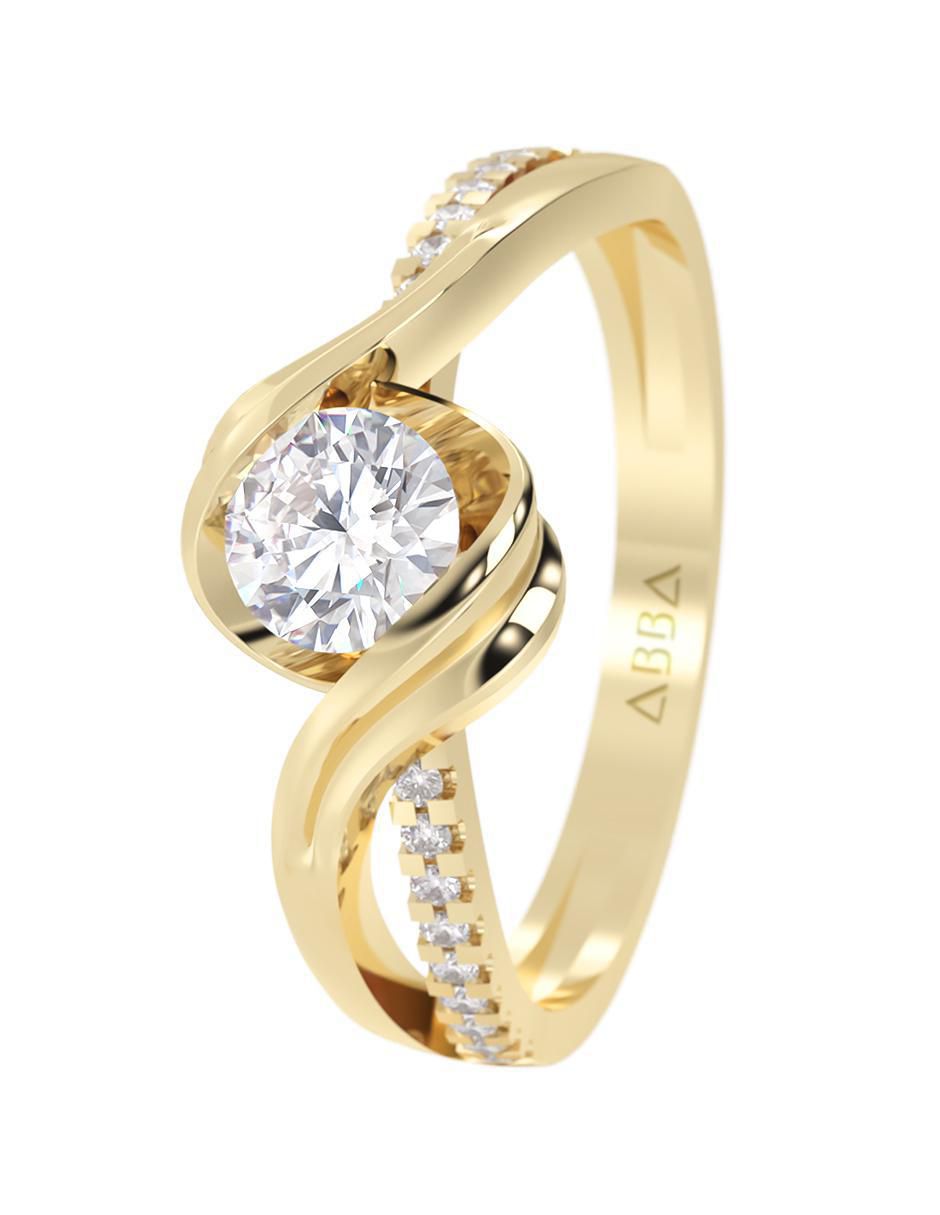 Anillo de compromiso de Oro 10 K Eternidad zirconia 4