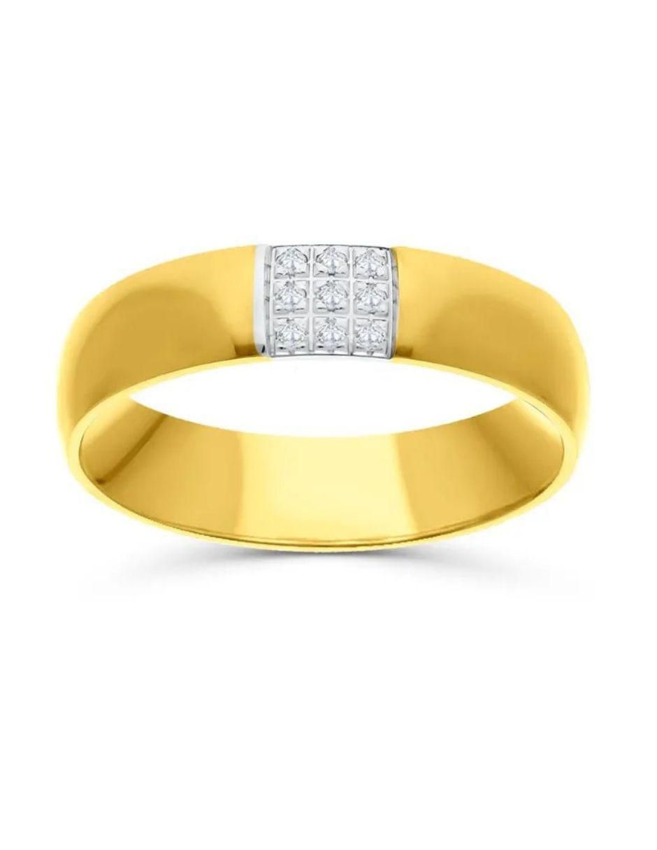 Argolla de oro amarillo 14 k diamante