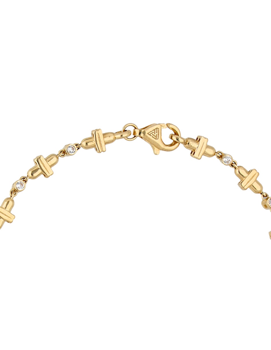Pulsera de oro amarillo con circonita 14 k con acabado pulido 2