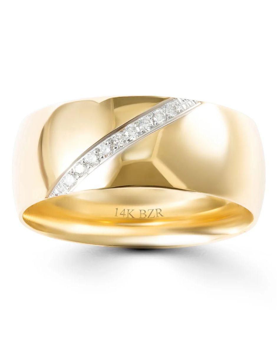 Argolla de oro amarillo 14 k diamante 2