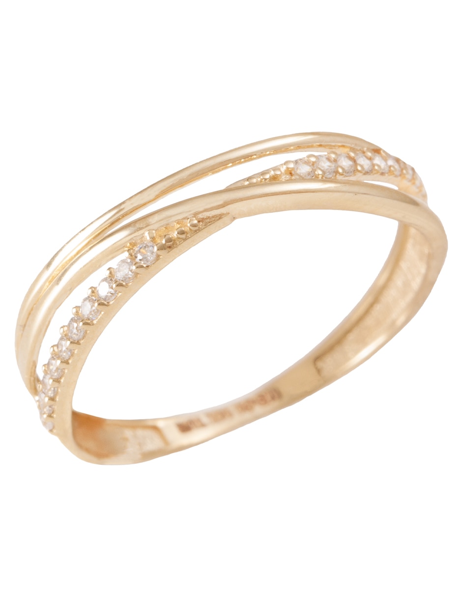 Anillo 14 k de oro zirconia pulido
