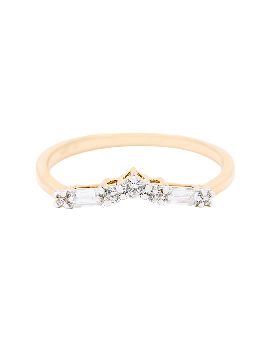 Anillo con gema circular 14 k de oro amarillo diamante pulido