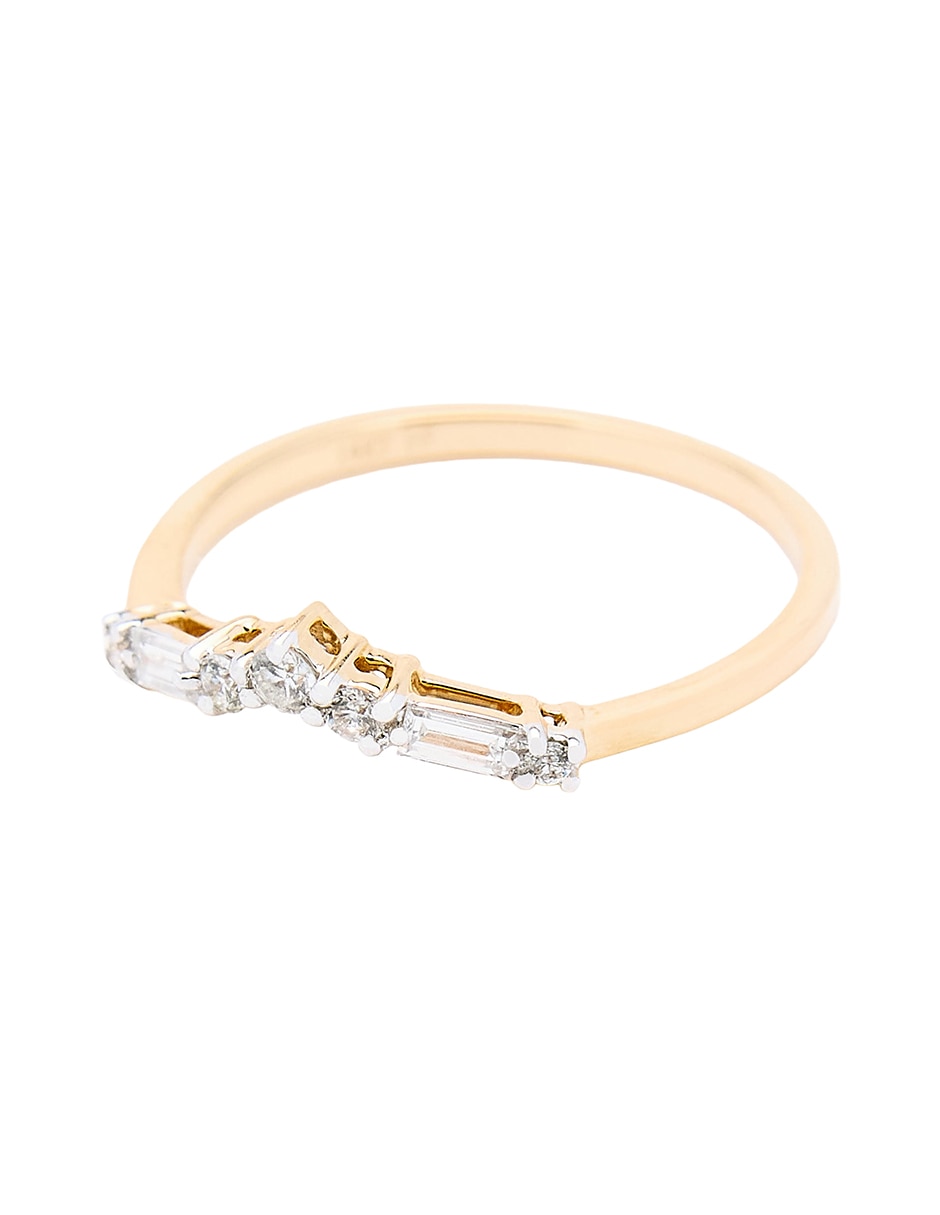 Anillo con gema circular 14 k de oro amarillo diamante pulido 2