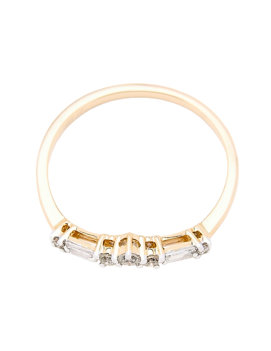 Anillo con gema circular 14 k de oro amarillo diamante pulido 3