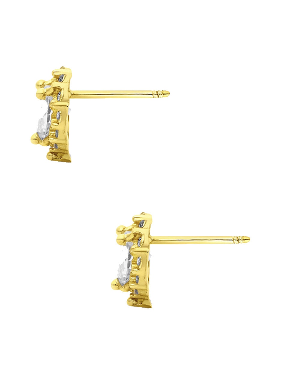 Broqueles de corazón de oro amarillo 14 K con acabado pavé zirconia 2