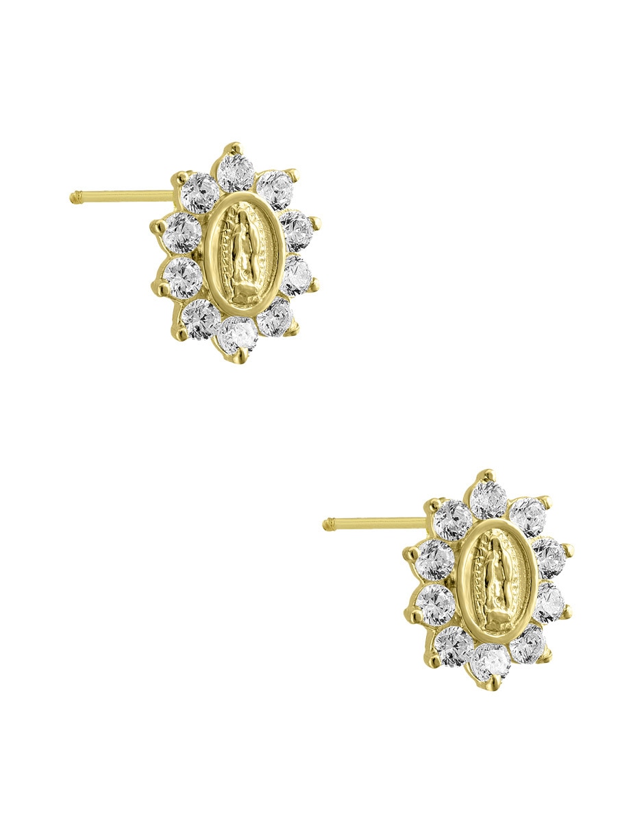 Broqueles de oro amarillo 14 K con acabado pavé zirconia 3