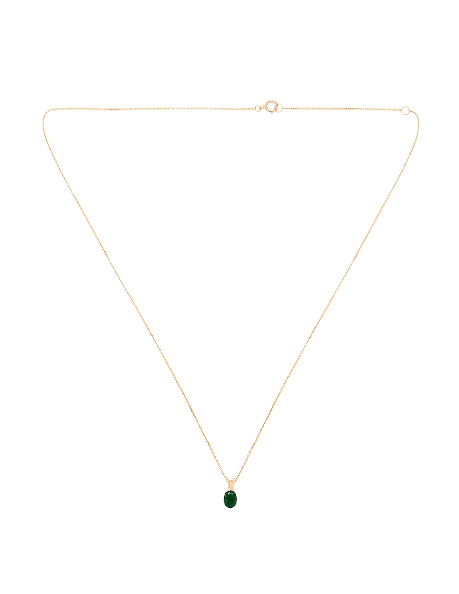 Collar con dije ovalado Esmeralda de oro amarillo 14 K 2