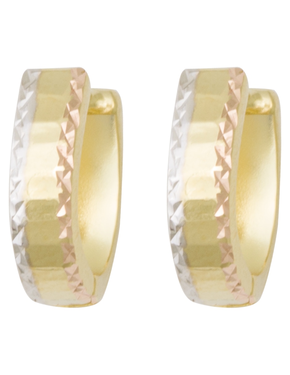 Arertes huggies de oro 14 k con acabado diamantado Arertes huggies de oro 14 k con acabado diamantado