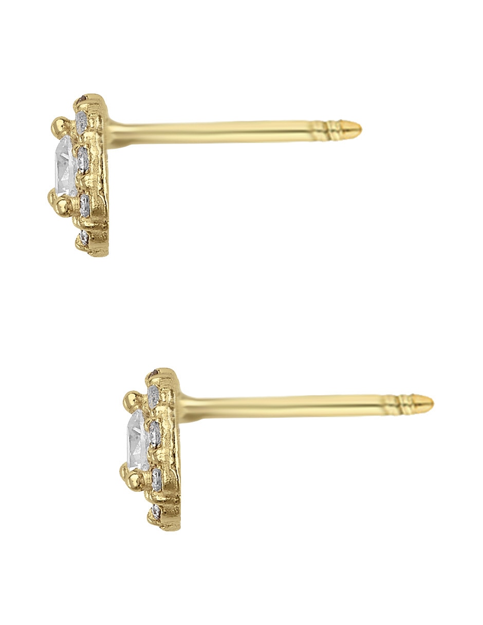 Broqueles redondos de oro amarillo 14 K con acabado pavé zirconia 2