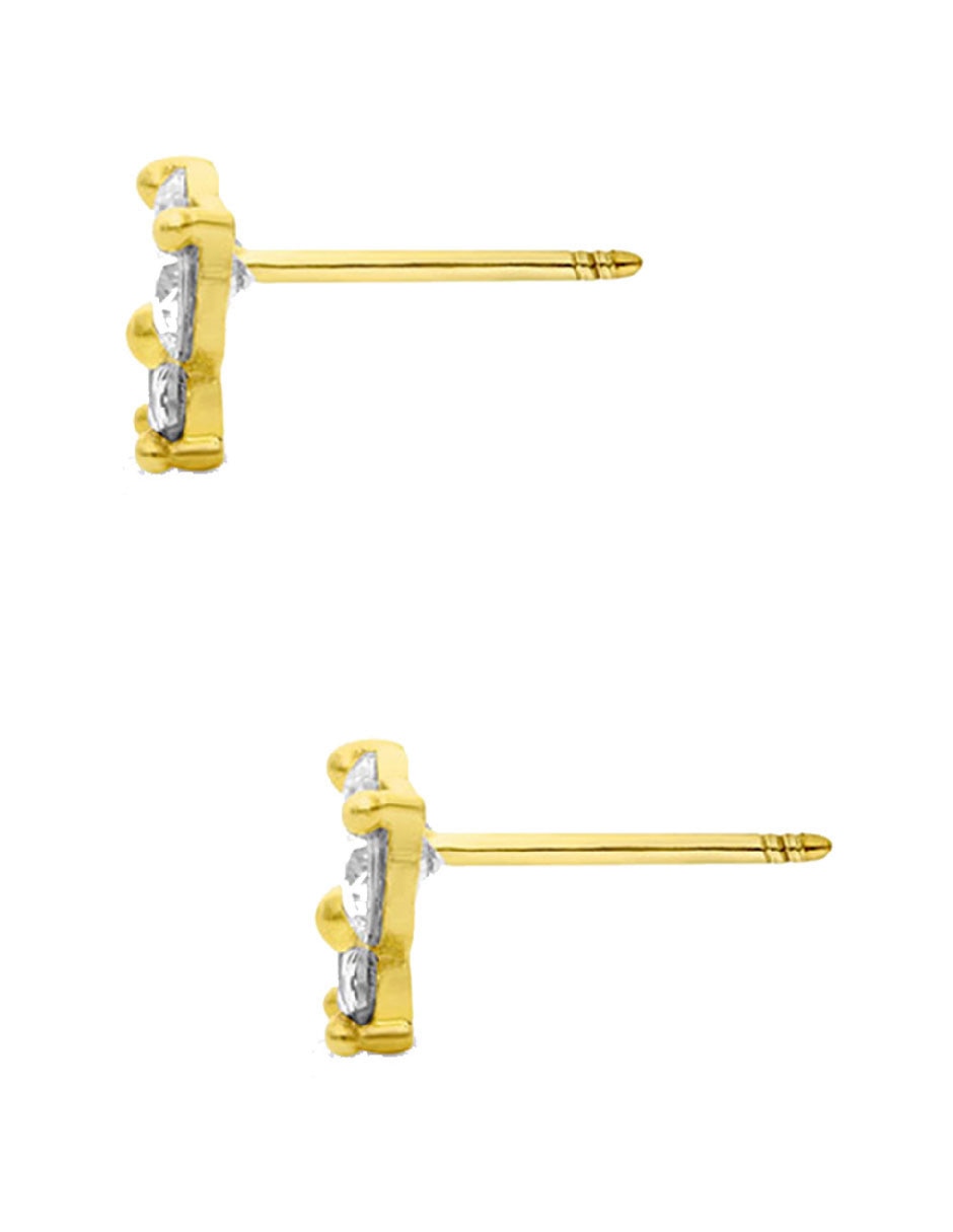Broqueles de mariposa de oro amarillo 14 K con acabado pulido zirconia 2