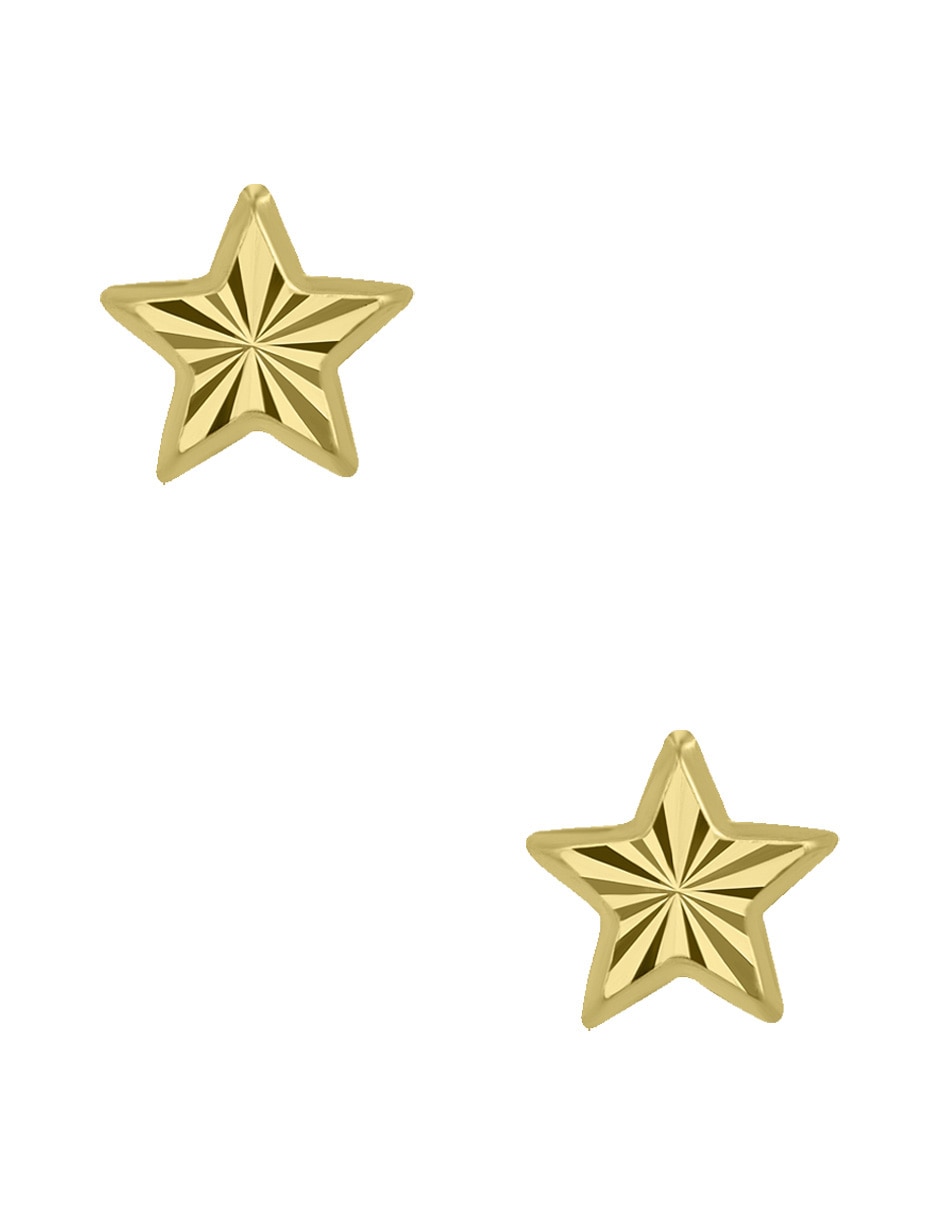 Broqueles de estrella de oro amarillo 14 K con acabado brillante