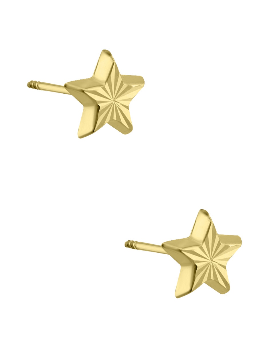 Broqueles de estrella de oro amarillo 14 K con acabado brillante 2