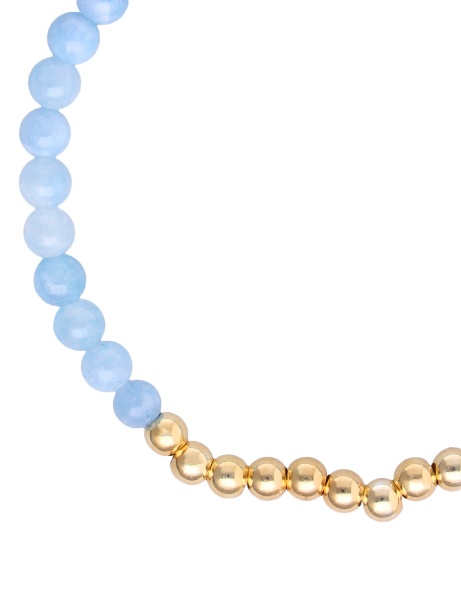 Pulsera de plata con cuarzo p 925 y 14 k Fashion con acabado baño de oro 2