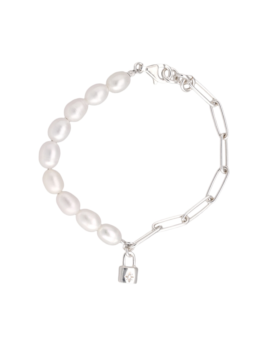 Pulsera de plata con perla p 925 Fashion con acabado pulido