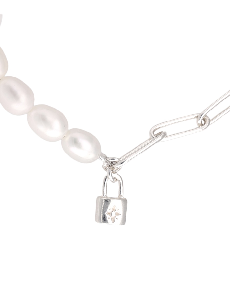 Pulsera de plata con perla p 925 Fashion con acabado pulido 2
