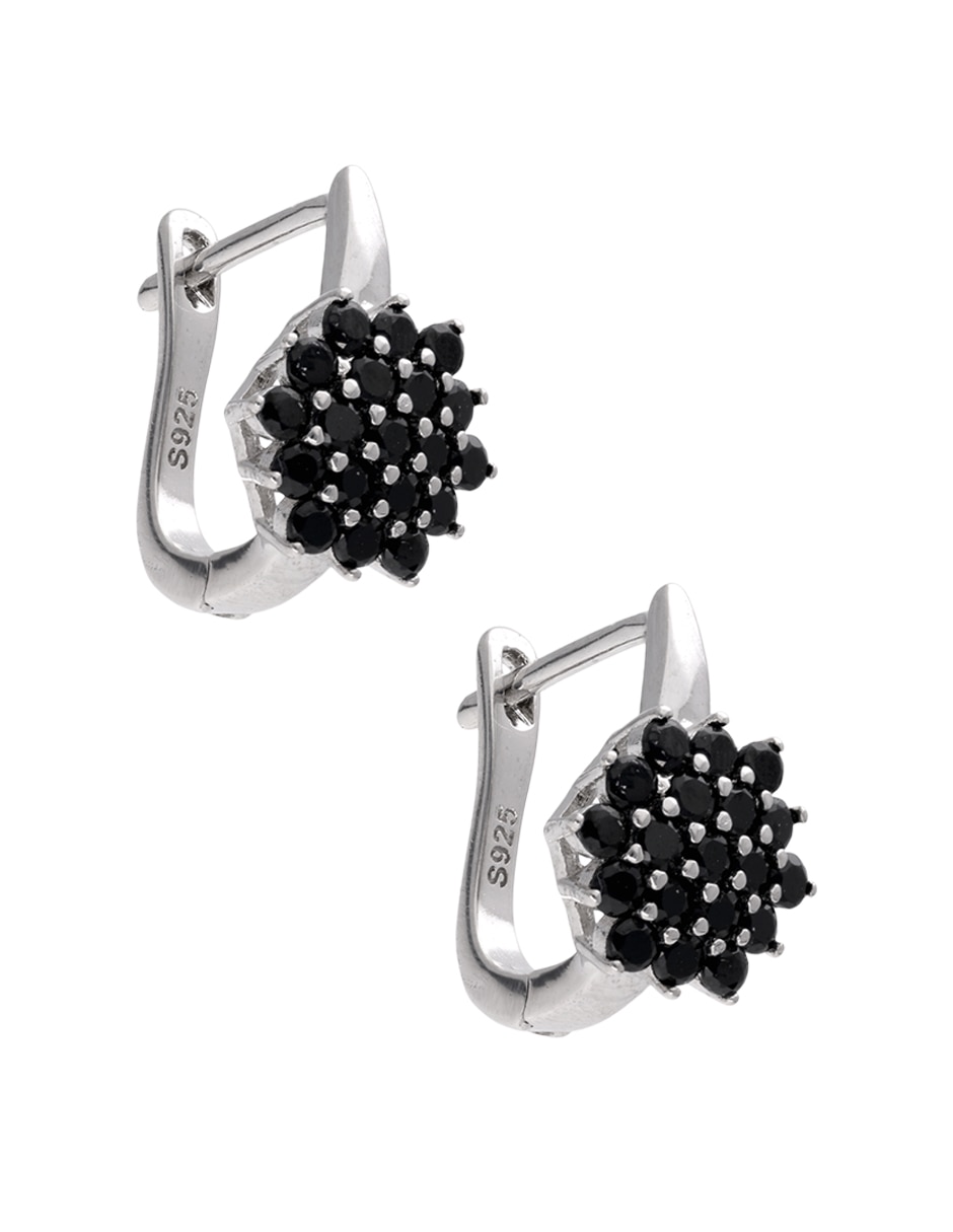 Aretes de flor de plata P 925 con acabado brillante zirconia 2
