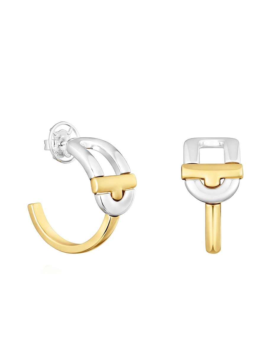 Aretes de aro Manifesto de plata P 925 con acabado baño de oro