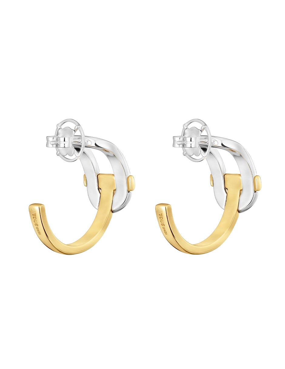 Aretes de aro Manifesto de plata P 925 con acabado baño de oro 3