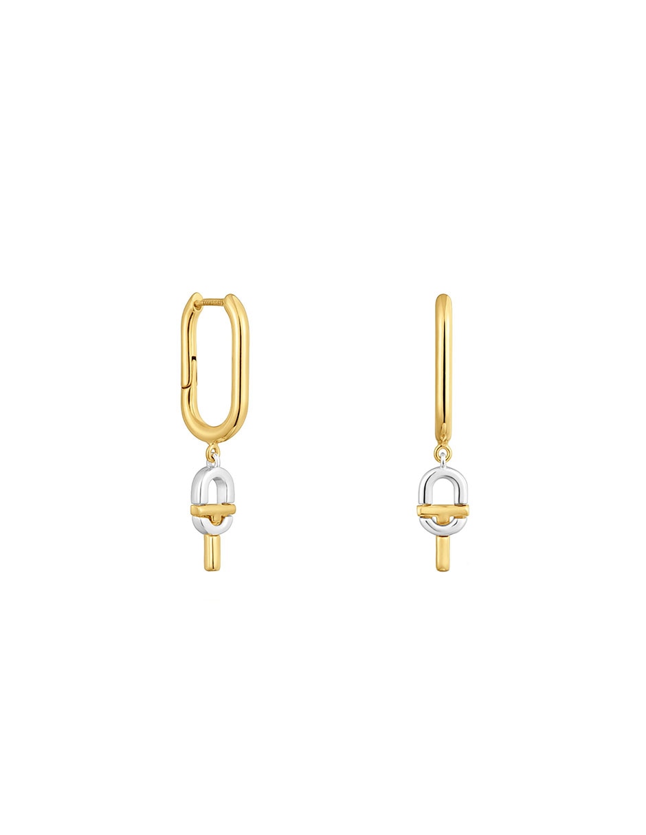 Aretes de aro Manifesto de plata P 925 con acabado baño de oro