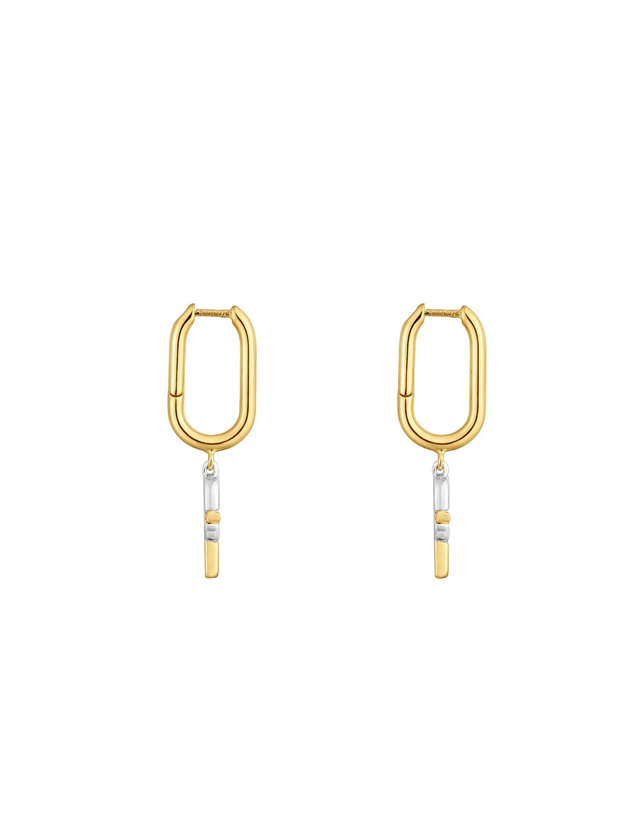 Aretes de aro Manifesto de plata P 925 con acabado baño de oro 2