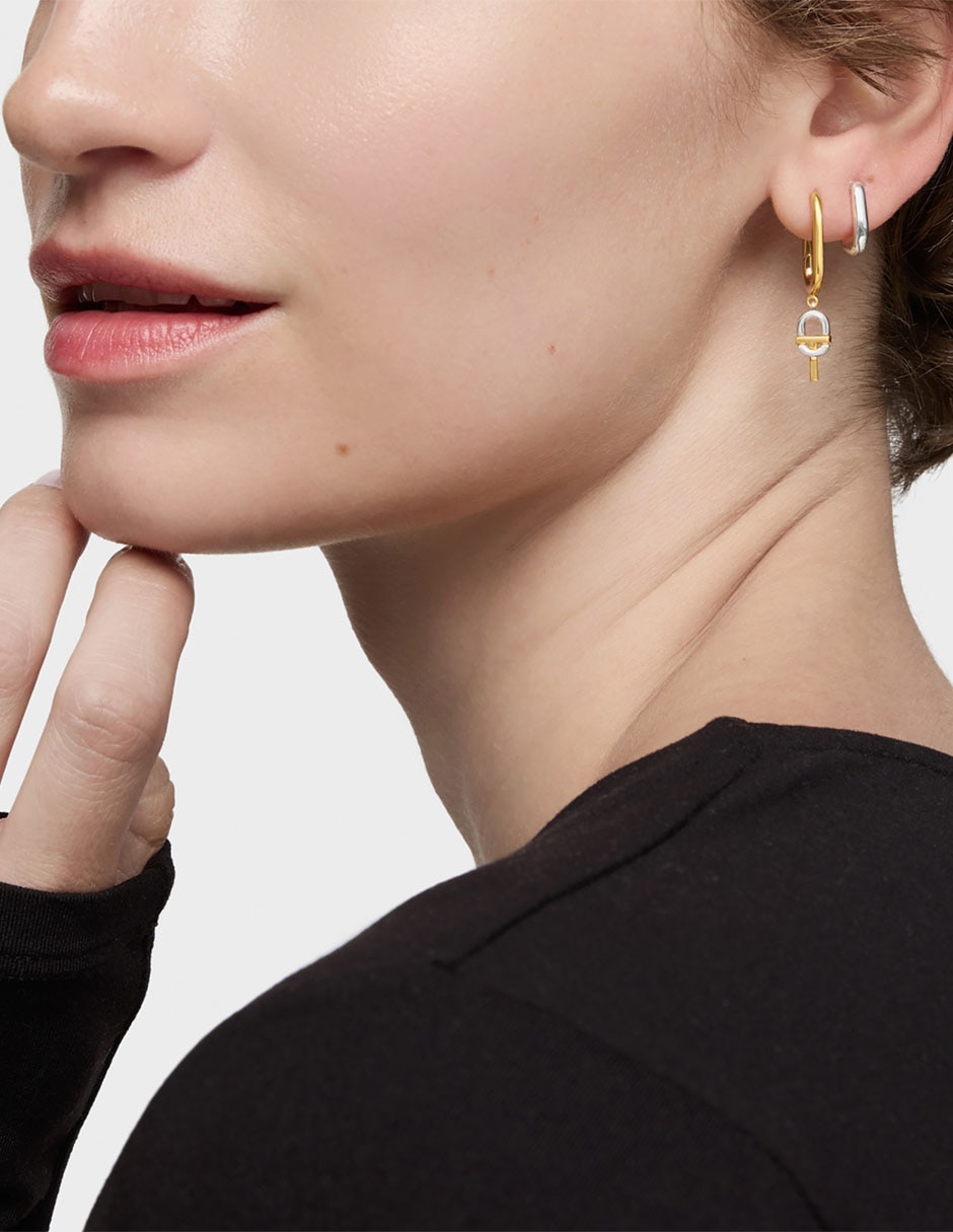 Aretes de aro Manifesto de plata P 925 con acabado baño de oro 3