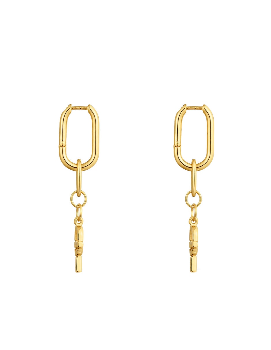 Aretes de aro Manifesto de plata P 925 con acabado baño de oro 2