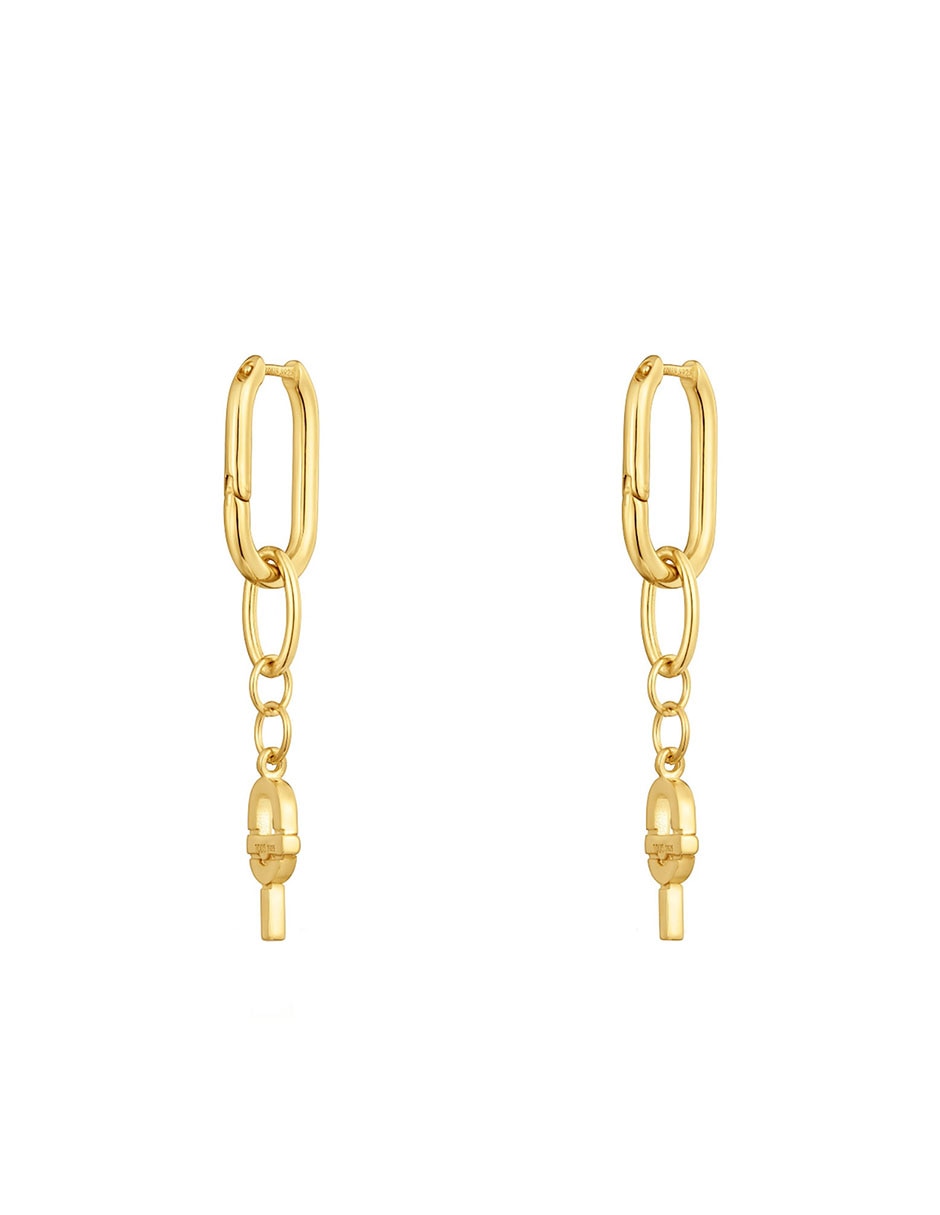 Aretes de aro Manifesto de plata P 925 con acabado baño de oro 3